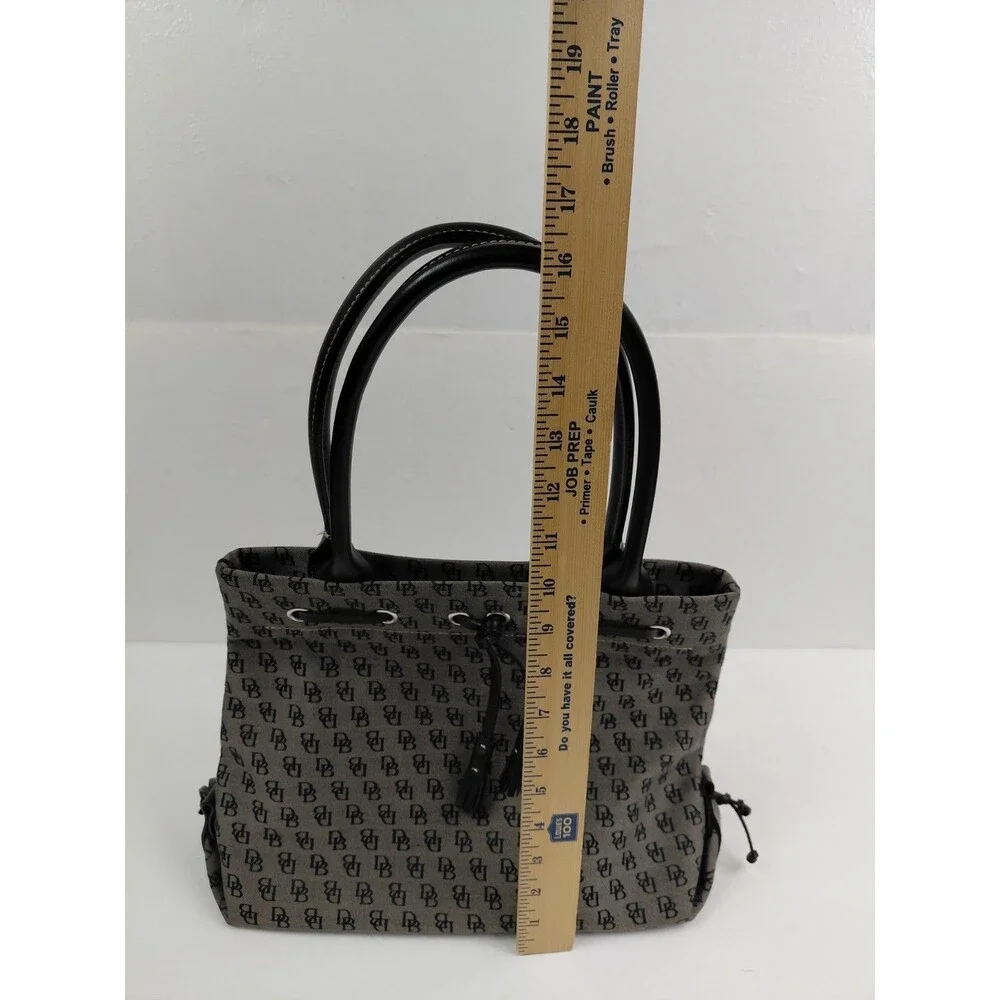 Vintage Y2K Dooney & Bourke Gray Black Monogram Handbag Canvas Leather